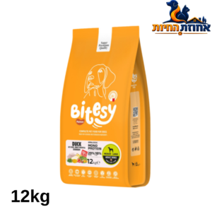 Bitesy בייטסי מזון יבש לכלב בוגר ברווז עם אורז, בטטה וחמוציות 12 ק"ג